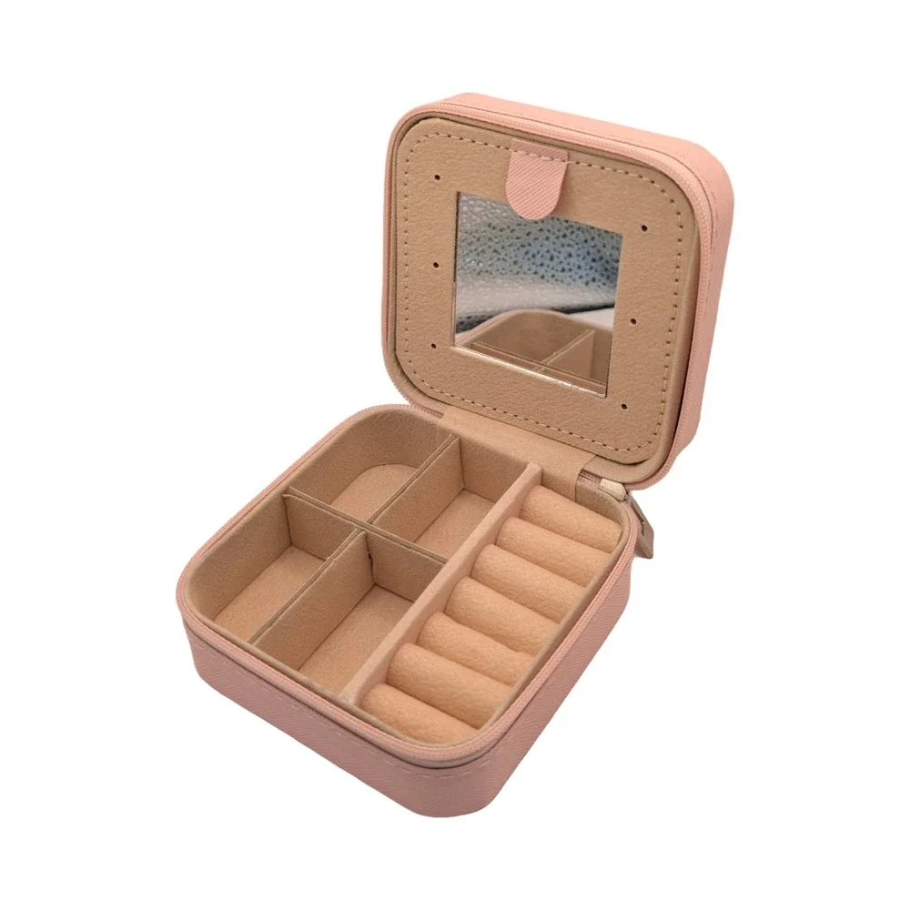 Happy 8th Birthday Unicorn Jewelry Box–Pink Travel Jewelry Organizer with Mirror